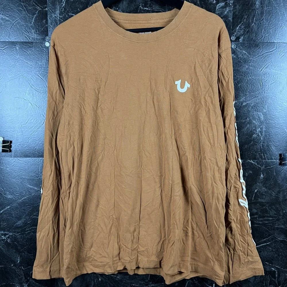 True Religion Men's Orange Sleeve Shirt Large